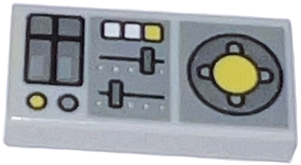 Tile 1 x 2 with Controls, Slides, Joystick print in Light Bluish Gray