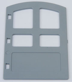 Duplo Door 1 x 4 x 4 with Four Panes, Different Size and Curved Top in Light Bluish Gray