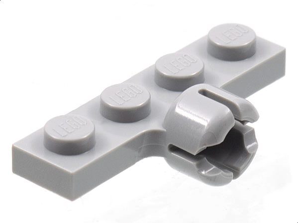 Plate Special 1 x 4 with Towball Socket, Short, 4 Slots in Light Bluish Gray