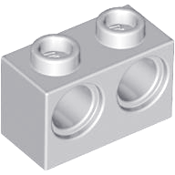 Technic Brick 1 x 2 [2 Pin Holes] in Light Bluish Gray