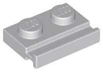Plate Special 1 x 2 with Door Rail in Light Bluish Gray