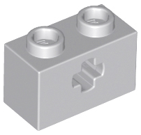 Technic Brick 1 x 2 with Axle Hole Type 1 [+ Opening] and Bottom Ridges in Light Bluish Gray