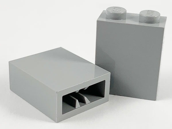 Brick 1 x 2 x 2 with Inside Axle Holder in Light Bluish Gray