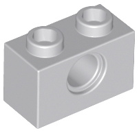 Technic Brick 1 x 2 [1 Pin Hole] in Light Bluish Gray