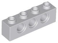Technic Brick 1 x 4 [3 Pin Holes] in Light Bluish Gray
