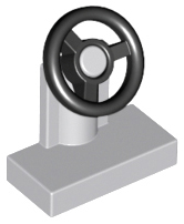 Steering Stand 1 x 2 with Black Steering Wheel in Light Bluish Gray