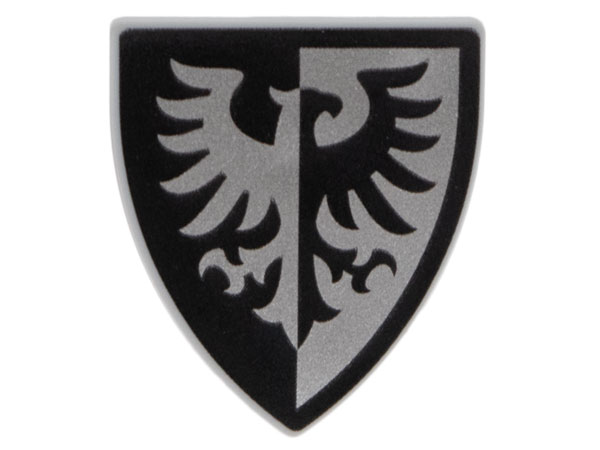 Shield Triangular with Black Falcon and Black Border Print in Light Bluish Gray