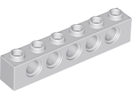 Technic Brick 1 x 6 [5 Pin Holes] in Light Bluish Gray