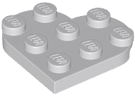 Plate Angled 3 x 3 with Heart Shape in Light Bluish Gray
