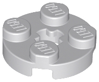 Plate Round 2 x 2 with Axle Hole Type 1 (+ Opening) in Light Bluish Gray