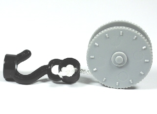Duplo Winch Drum Narrow with White String and Black Thin Hook with Stud Case, Fixed in Light Bluish Gray