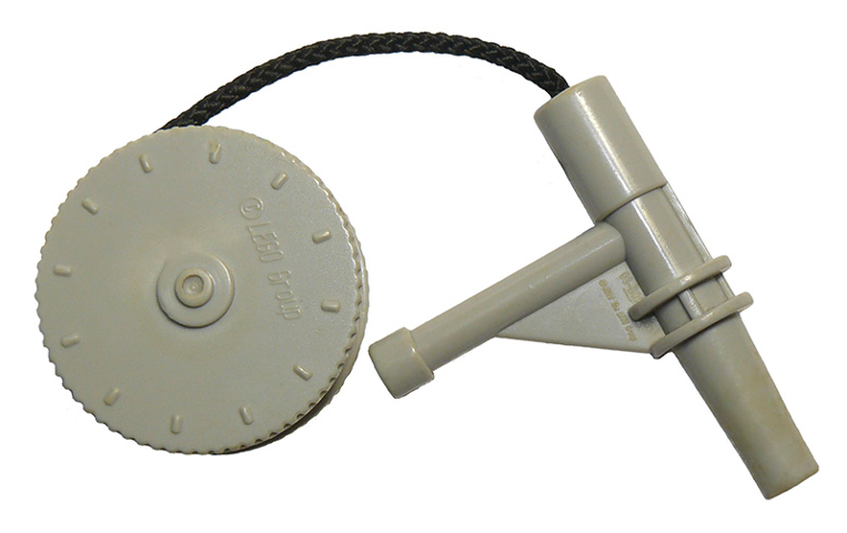Duplo Winch Drum Narrow with Black String and Light Bluish Gray Nozzle in Light Bluish Gray
