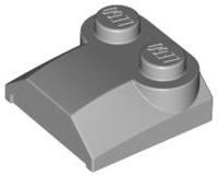 Brick Curved 2 x 2 x 2/3 Two Studs and Lip End in Light Bluish Gray