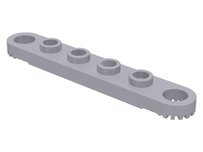 Technic Plate 1 x 6 with Toothed Ends in Light Bluish Gray
