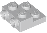 Plate Special 2 x 2 x 2/3 with Two Studs On Side and Two Raised [Half Hollow Anti-stud] - Updated Version in Light Bluish Gray