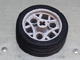 Wheel 36.8 x 14 ZR with Axle Hole, 3 Pin Holes, and Black Rubber Tyre Glued On in Light Bluish Gray