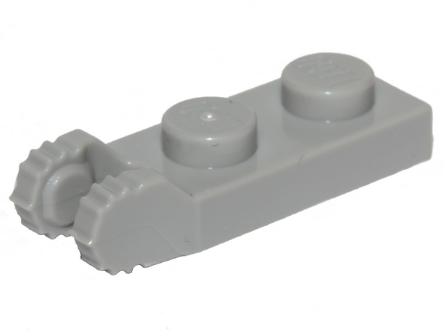 Hinge Plate 1 x 2 Locking with 2 Fingers On End, with Groove, 9 Teeth in Light Bluish Gray