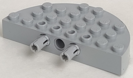 Brick Round Corner 4 x 8 Full Brick Double with 2 Fixed Rotatable Friction Pins [aka Boat Brick] in Light Bluish Gray