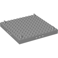 Brick Special 12 x 12 with 3 Pin Holes on Each Side and Vertical Peg at Each Corner in Light Bluish Gray