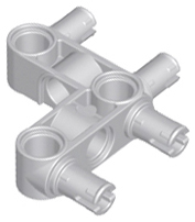 Technic Pin Connector Hub Perpendicular 3 x 3 Bent with 4 Pins (Pin Ridges Across Part) in Light Bluish Gray