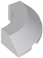 Brick Round Corner 4 x 4 x 1 with Bottom Cut Outs, No Studs, Flat Top in Light Bluish Gray