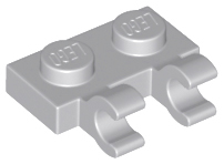 Plate Special 1 x 2 with Clips Horizontal [Open O Clips] in Light Bluish Gray