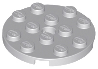 Plate Round 4 x 4 with Pin Hole in Light Bluish Gray