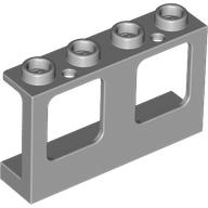 Window 1 x 4 x 2 Plane, Hollow Studs, Single Hole Top and Bottom for Glass in Light Bluish Gray