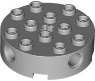 Brick Round 4 x 4 with 4 Side Pin Holes and Center Axle Hole in Light Bluish Gray