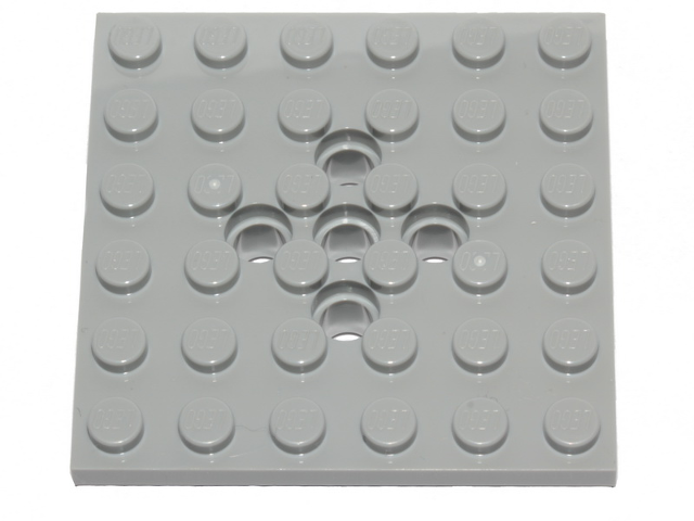 Plate Special 6 x 6 with 5 Center Holes in Light Bluish Gray