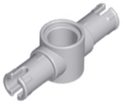 Technic Pin Connector Hub with 2 Pins with Friction Ridges Lengthwise [Big Squared Pin Holes] in Light Bluish Gray