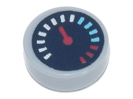 Tile Round 1 x 1 with Gauge Print in Light Bluish Gray