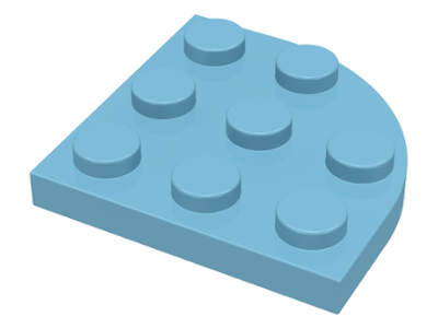 Plate Round Corner 3 x 3 in Sky Blue