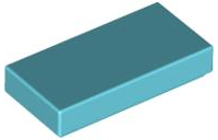 Tile 1 x 2 with Groove in Sky Blue