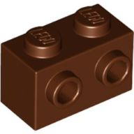 Brick Special 1 x 2 with 2 Studs on 1 Side in Reddish Brown