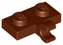 Plate Special 1 x 2 with Clip Horizontal on Side in Reddish Brown
