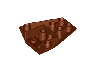 Brick Wedged, Sloped Inverted 4 x 4 Triple [4 Connections between Front Studs] in Reddish Brown