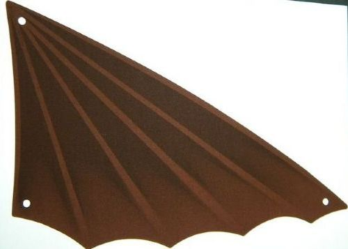 Sail, Scalloped, 18 x 34 Triangular with Winged Edge and Dark Brown Print in Reddish Brown