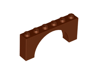 Brick Arch 1 x 6 x 2 - Thin Top without Reinforced Underside [New Version] in Reddish Brown