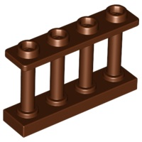 Fence Spindled 1 x 4 x 2 [4 Top Studs] in Reddish Brown