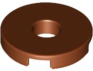 Tile Special Round 2 x 2 with Hole in Reddish Brown