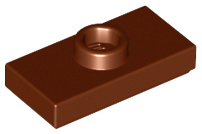 Plate Special 1 x 2 with 1 Stud with Groove and Inside Stud Holder (Jumper) in Reddish Brown