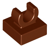 Tile Special 1 x 1 with Clip with Rounded Edges in Reddish Brown