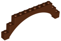 Brick Arch 1 x 12 x 3 Raised Arch with 5 Cross Supports in Reddish Brown