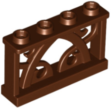 Fence Ornamented 1 x 4 x 2 with 4 Studs in Reddish Brown