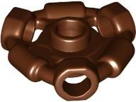 Plate Special 1 x 1 with Hole Through Stud, 3 Bars and 3 Bar Holes in Reddish Brown