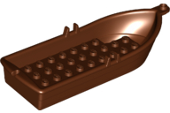 Boat / Rowing Boat 14 x 5 x 2 with Oarlocks [No Hollow Inside Studs] in Reddish Brown