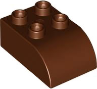Duplo Brick 2 x 3 with Curved Top in Reddish Brown