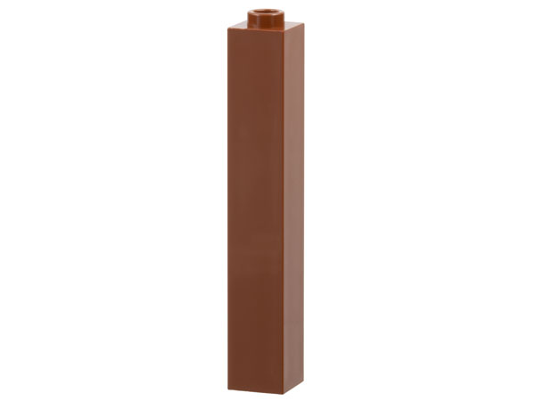Brick 1 x 1 x 5 with Blocked Open or Hollow Stud in Reddish Brown