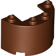 Cylinder Half 2 x 4 x 2 with 1 x 2 Cutout in Reddish Brown